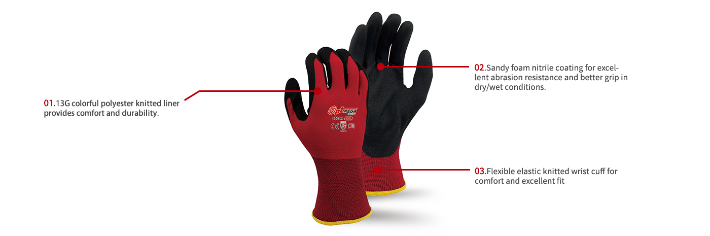 General #sandy #foam #nitrile coated glove for #oil conditions-65304