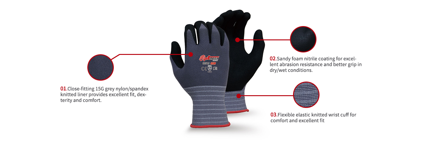 General #sandy #foam #nitrile coated glove for #oil conditions-65505