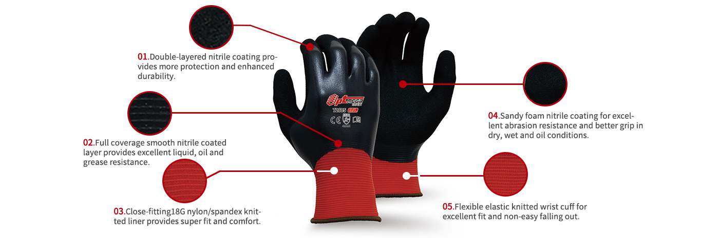 Dual-layered Nitrile Coated Glove for Oil Precision Handling -72805