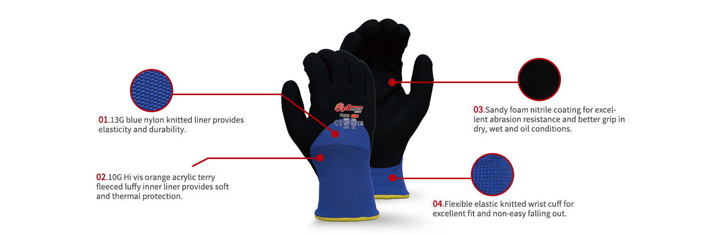 Nitrile coated thermal glove with flexibility and strong grip-70920