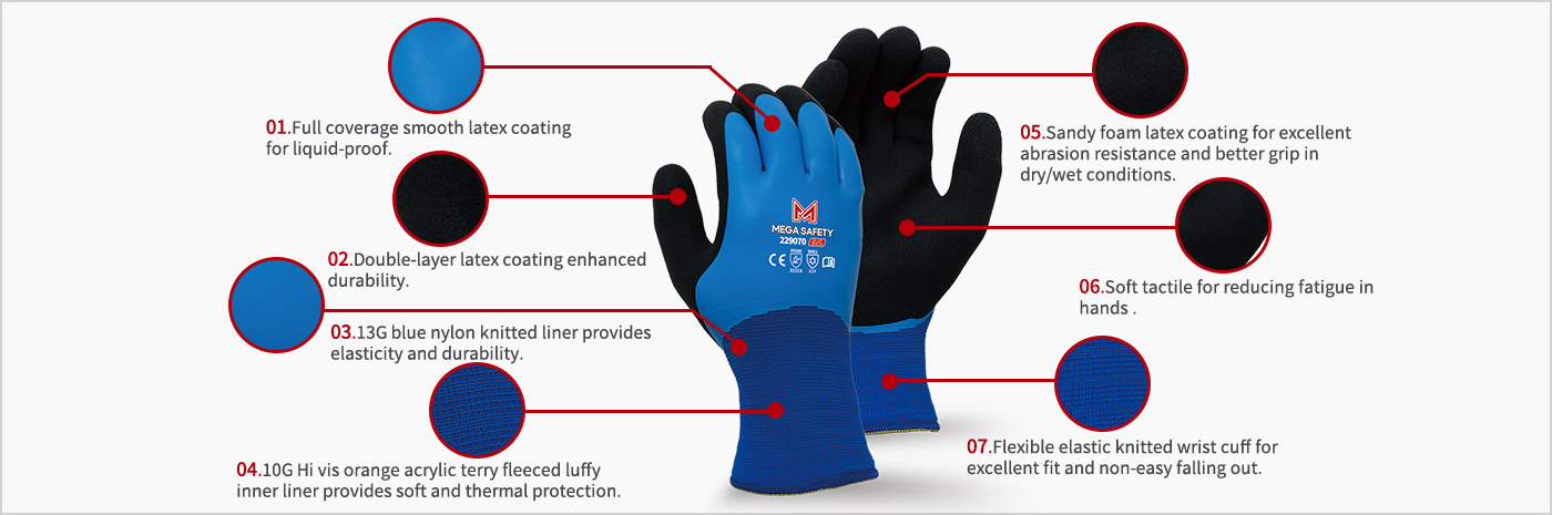 Thermal & Water-proof latex glove with Strong Grip-22920