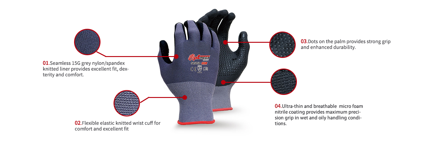 Micro foam nitrile coated glove, enhanced Grip for #Precision #Handling-54505D