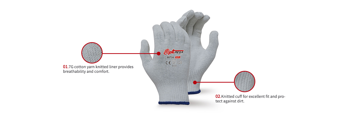 7 gauge cotton Knitting glove-88716