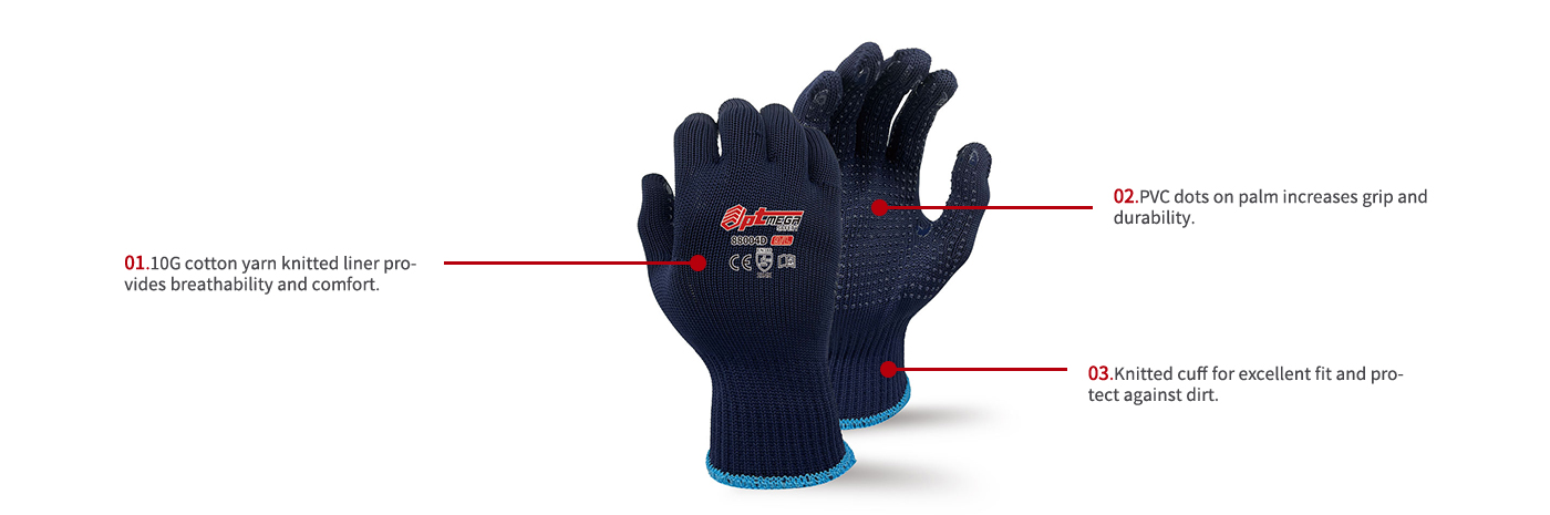 62-88004D 10 gauge polyester Knitting glove with strong grip