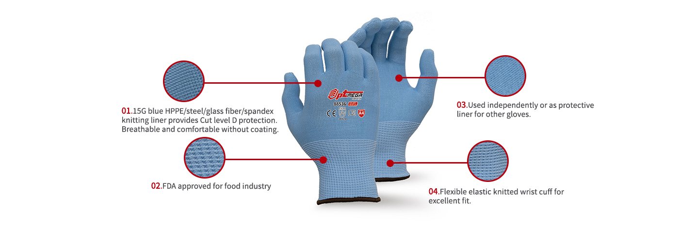 15 gauge ANSI #CUTA4 cut-resistant Knitting glove -88536