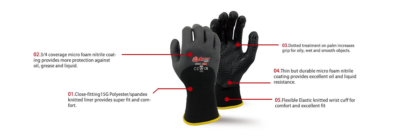 Micro foam nitrile coated glove, #Precision #Handling Glove for #Oil and #Grease-55521